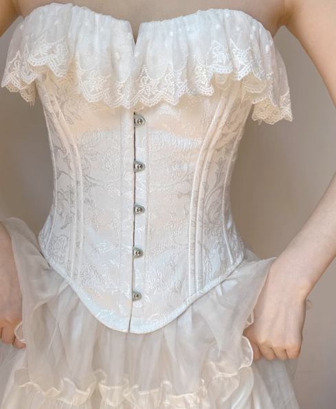Handmade Vintage Jacquard Corset & Skirt Set