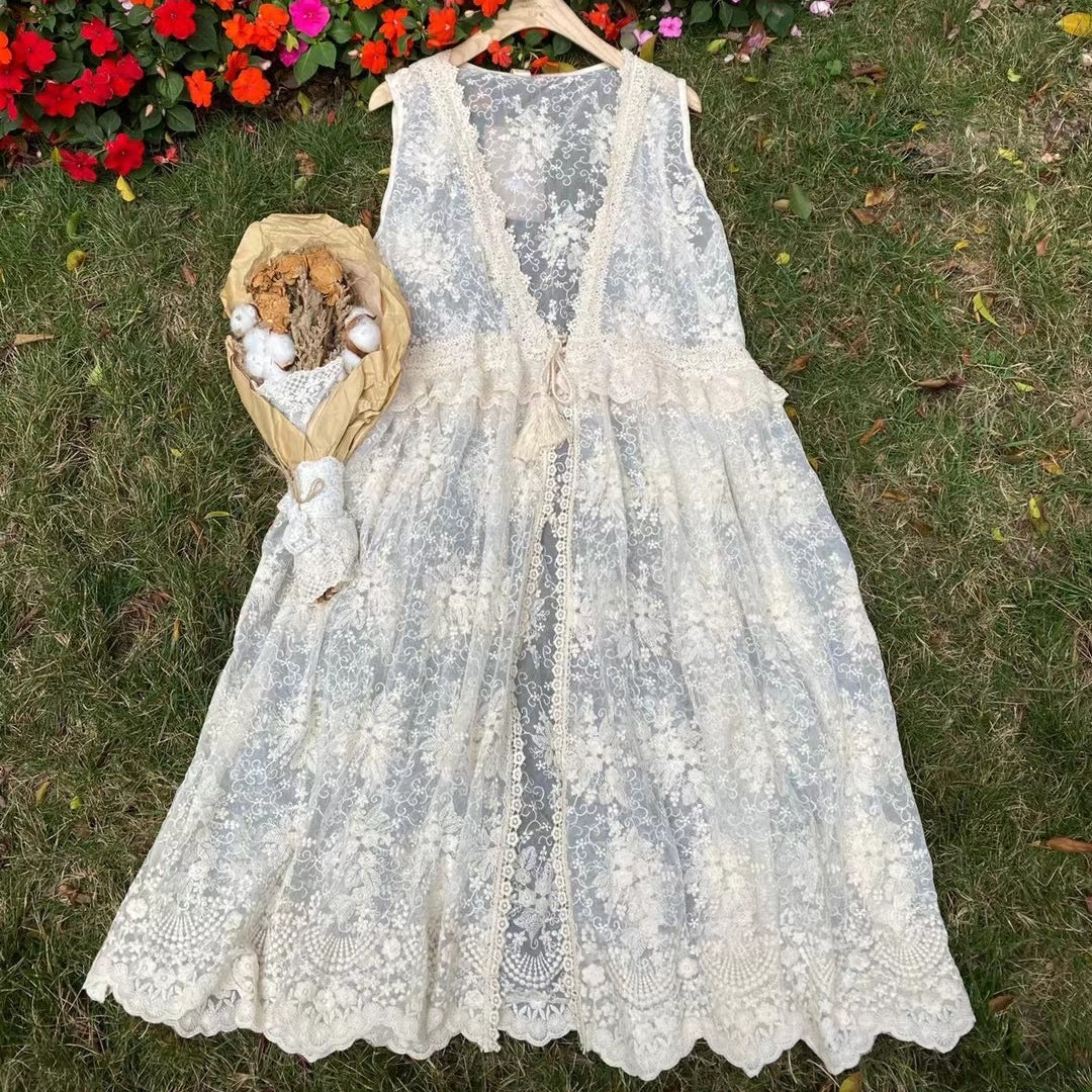 Fairycore Lace Long Overlay Vest