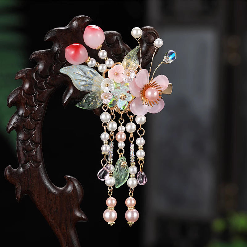 Dreamy Peach Blossom Hair Clips