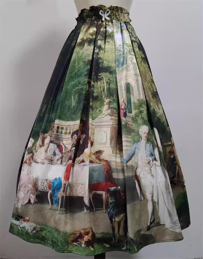 Vintage Remake Oil Painting Print Custom Made Skirt