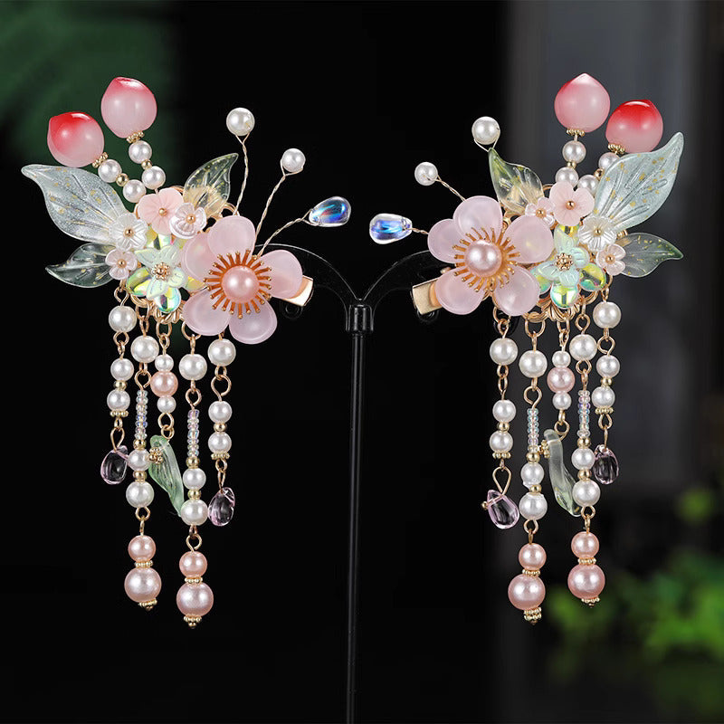 Dreamy Peach Blossom Hair Clips