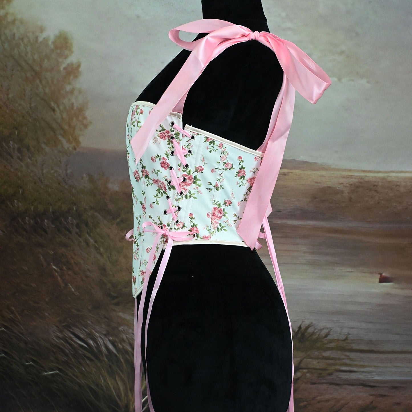 Retro Fairycore Floral Corset