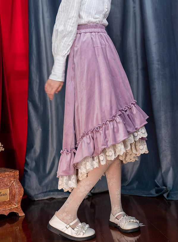 Retro Velvet Irregular Skirt