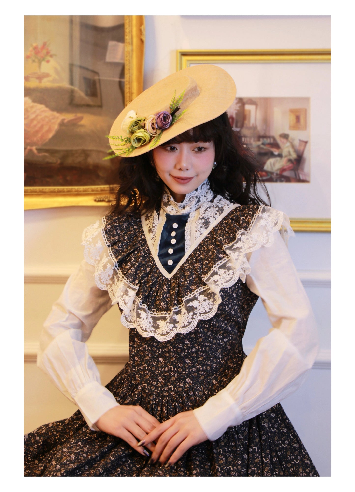 Gunne Sax Remake Floral 70s Prairie Swing Dress