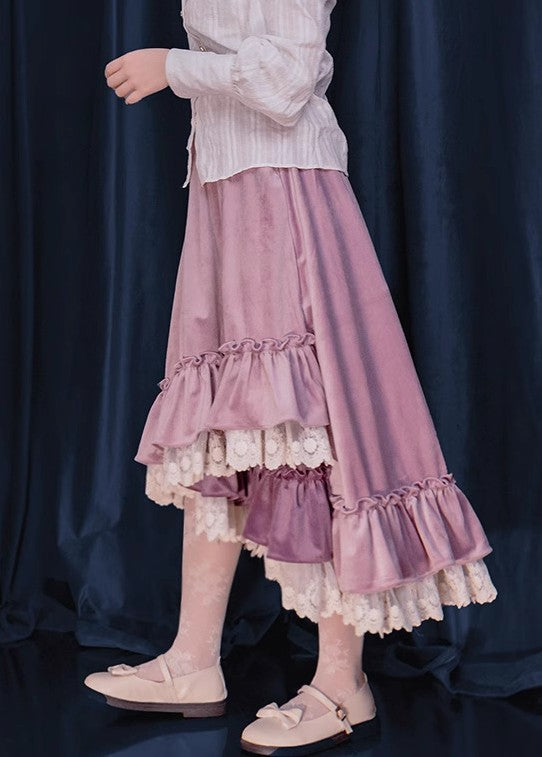 Retro Velvet Irregular Skirt