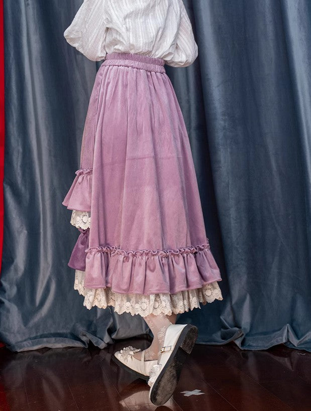 Retro Velvet Irregular Skirt