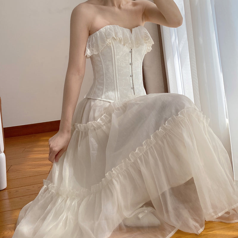 Handmade Vintage Jacquard Corset & Skirt Set