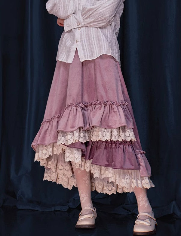 Retro Velvet Irregular Skirt