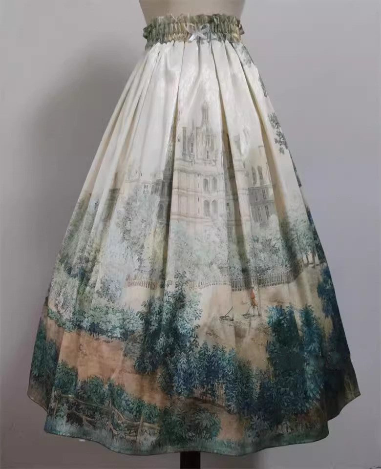 Vintage Remake Oil Painting Print Custom Made Skirt