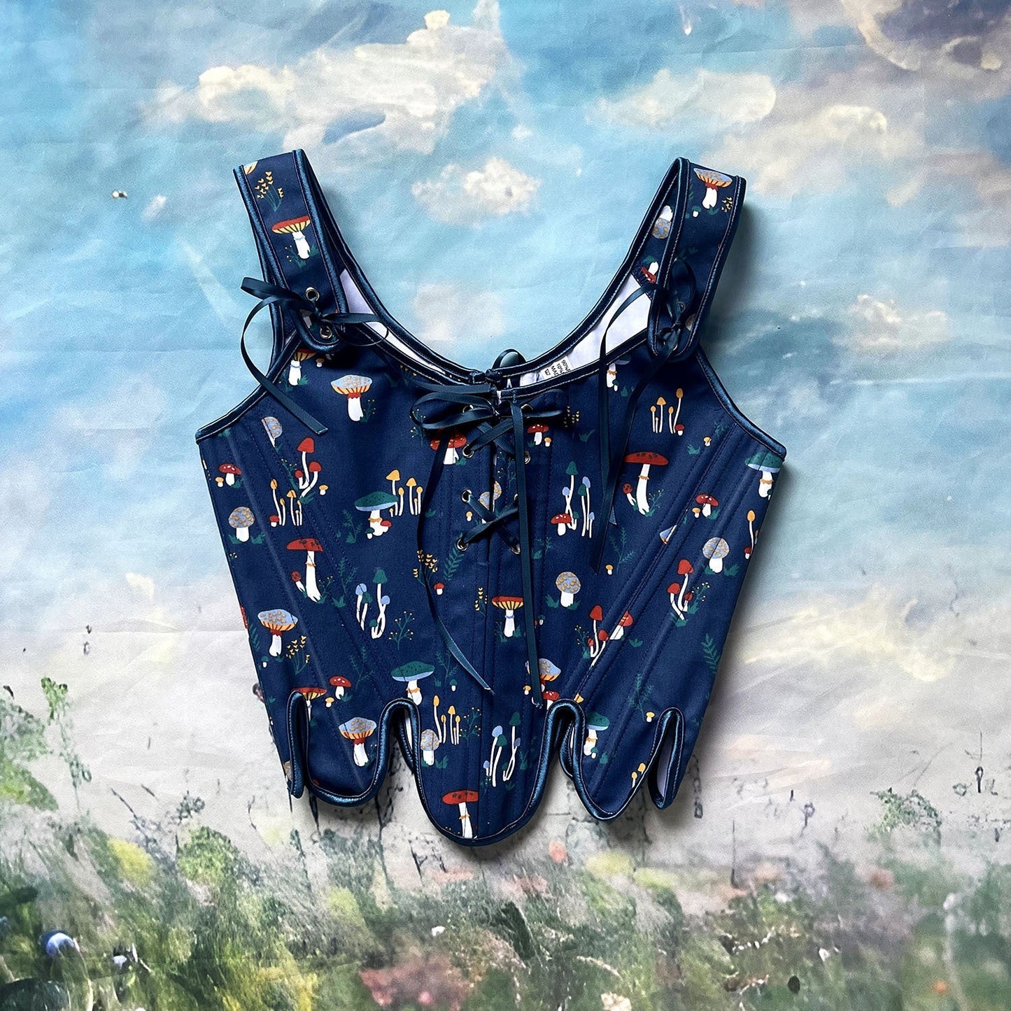 Fairycore Mushroom Print Corset