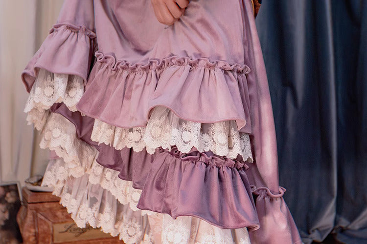 Retro Velvet Irregular Skirt
