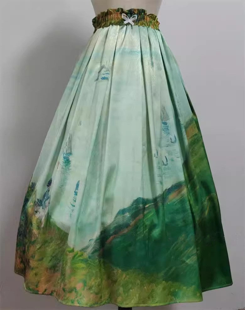 Vintage Remake Oil Painting Print Custom Made Skirt