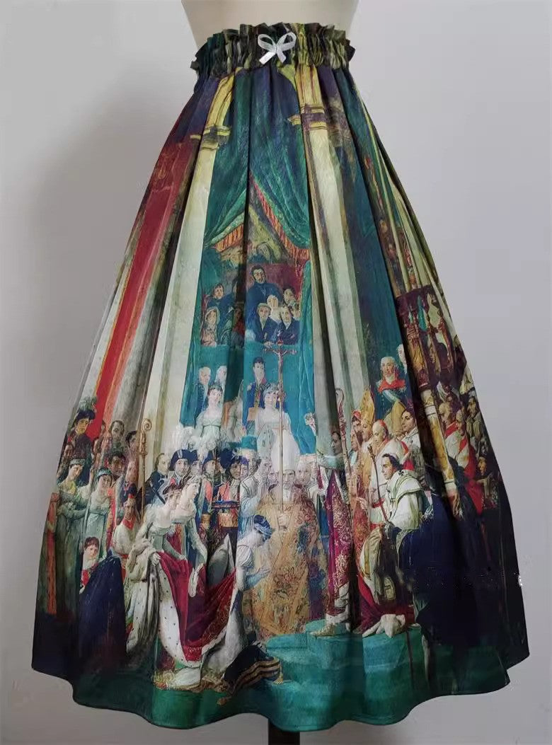 Vintage Remake Oil Painting Print Custom Made Skirt