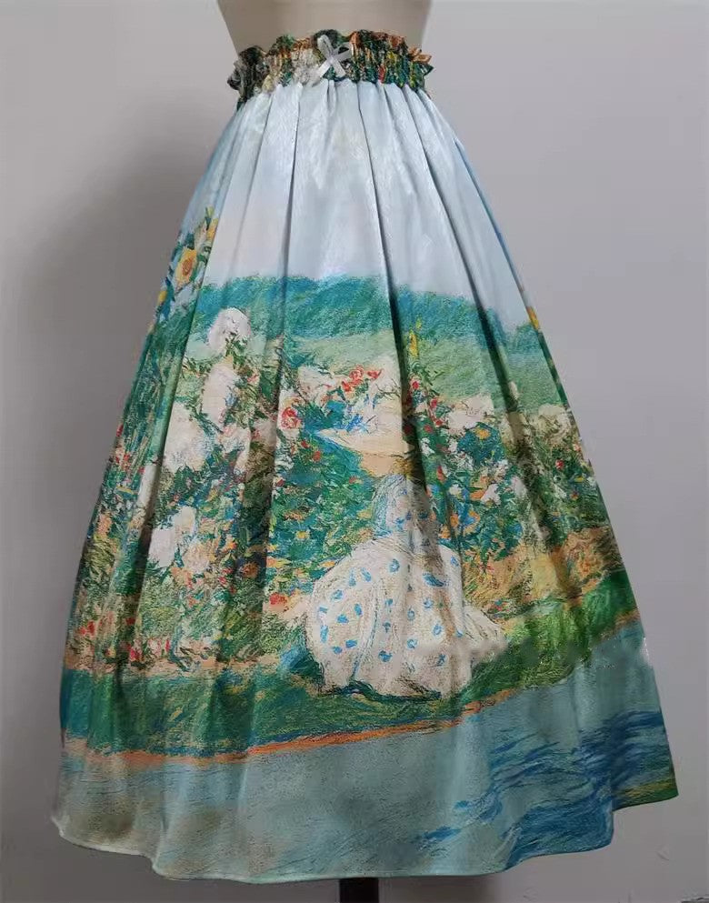 Vintage Remake Oil Painting Print Custom Made Skirt