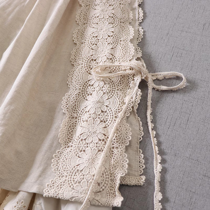 Mori kei Lace Stitched Cotton Skirt