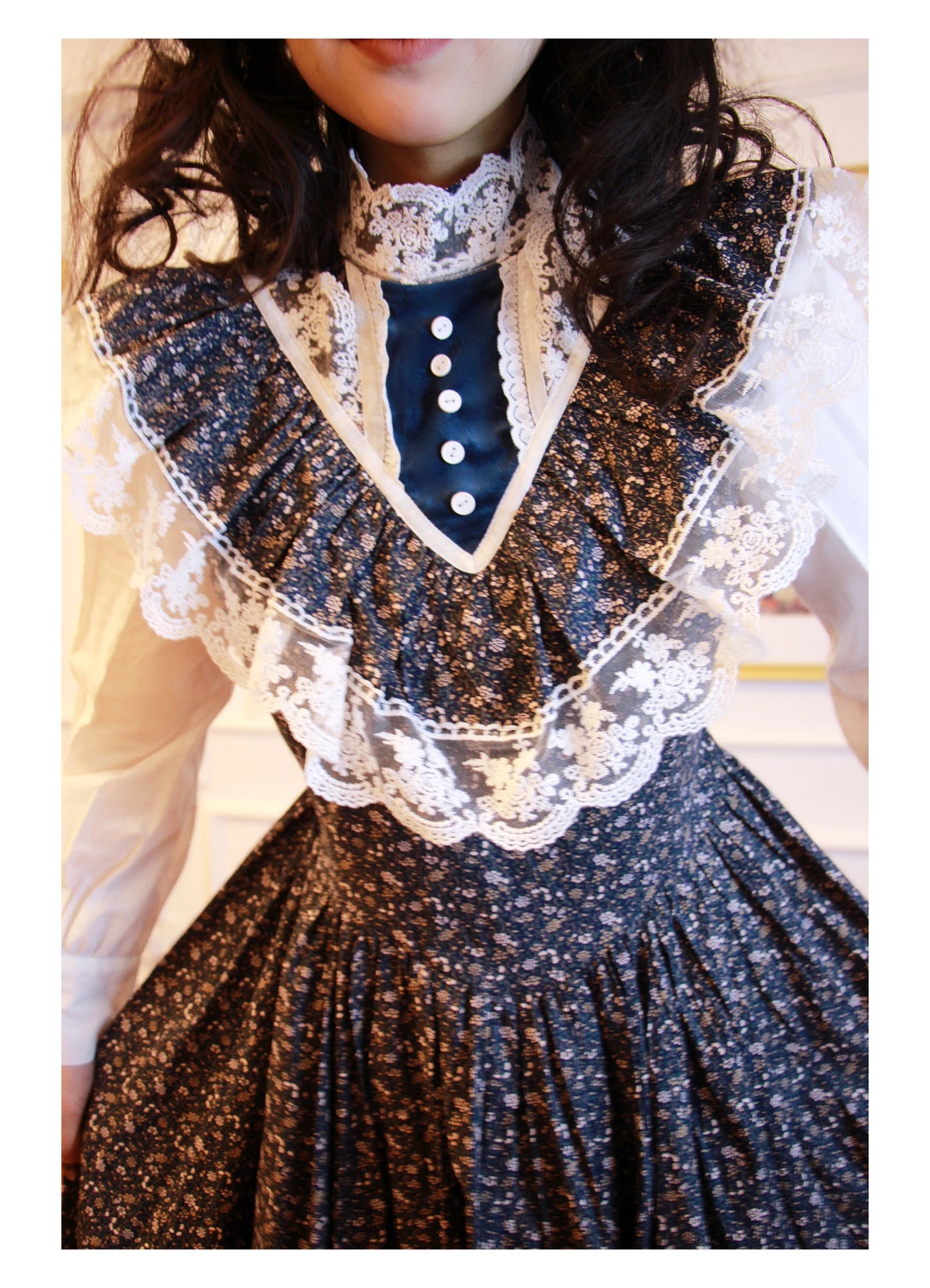 Gunne Sax Remake Floral 70s Prairie Swing Dress