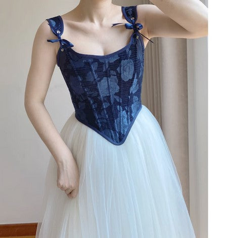 Handmade Vintage Remake Floral Jacquard Corset