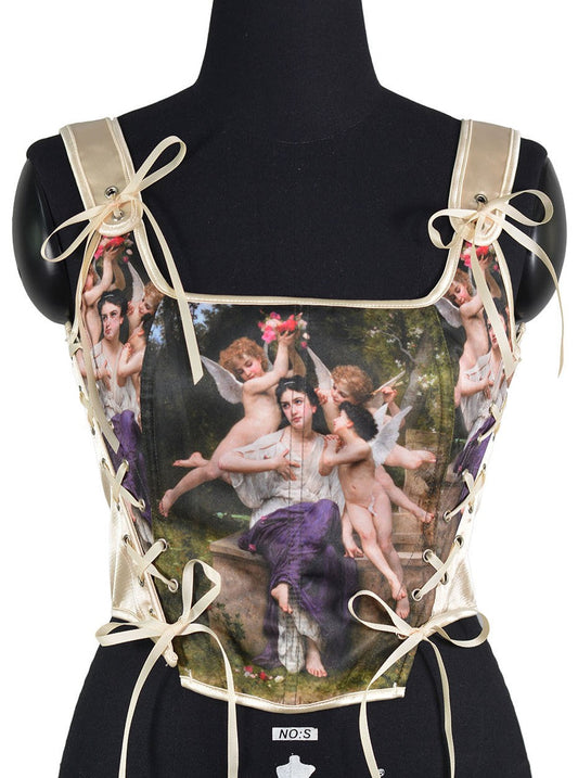 Vintage Remake Oil Painting Print Corset