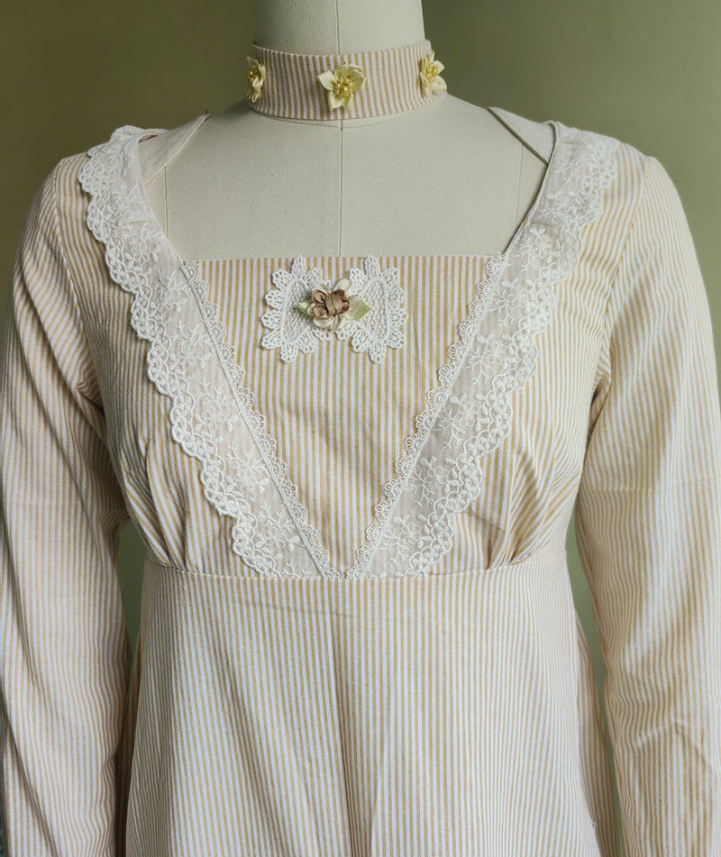Custom Made Cotton Long Sleeves Regency Dress