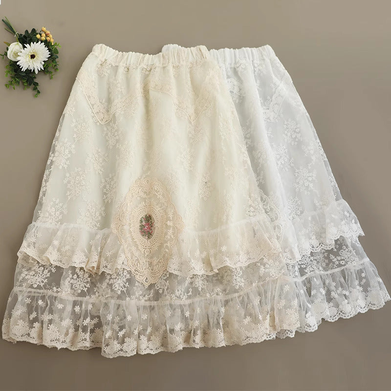 Fairycore Lace Embroidery Skirt