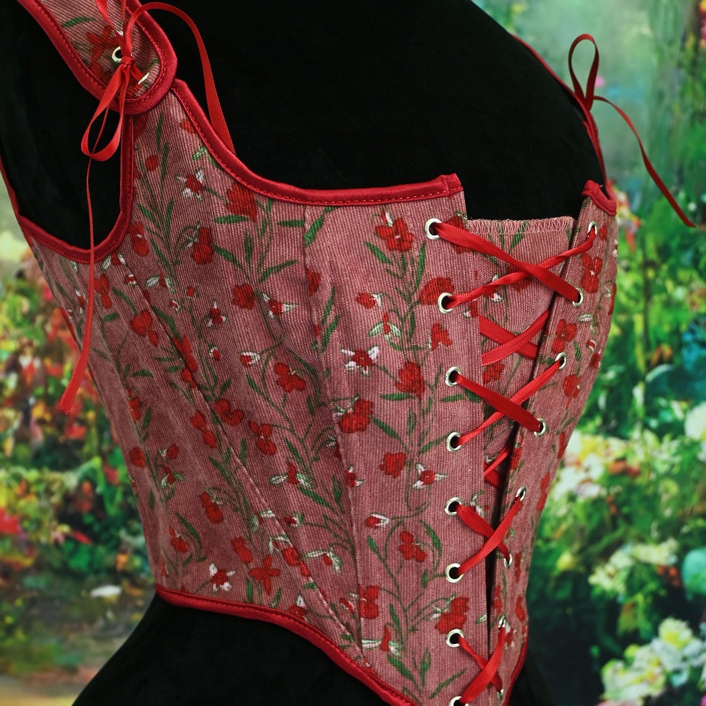 Retro Fairycore Floral Corset
