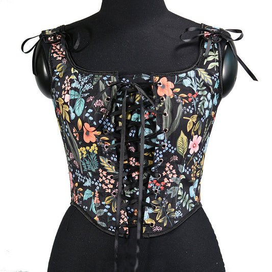 Cottagecore Floral Lace up Corset
