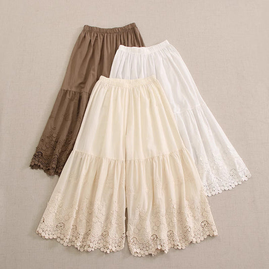 Cottagecore Embroidery Wide Leg Pants