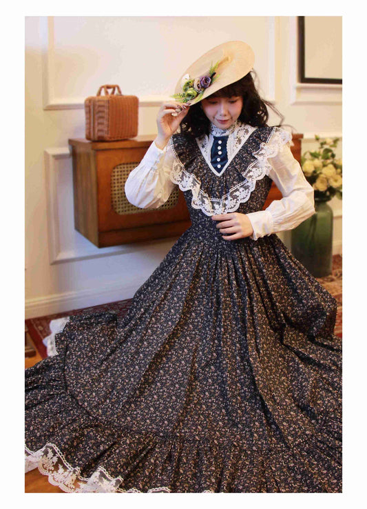 Gunne Sax Remake Floral 70s Prairie Swing Dress