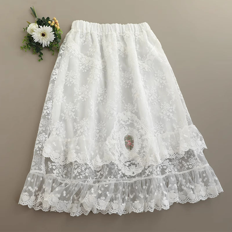 Fairycore Lace Embroidery Skirt