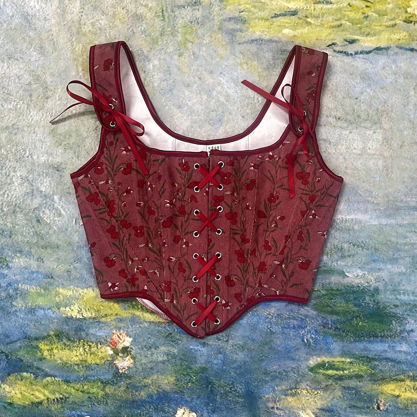 Retro Fairycore Floral Corset