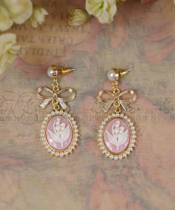 Handmade Vintage Cameo Ear Pins & Necklace
