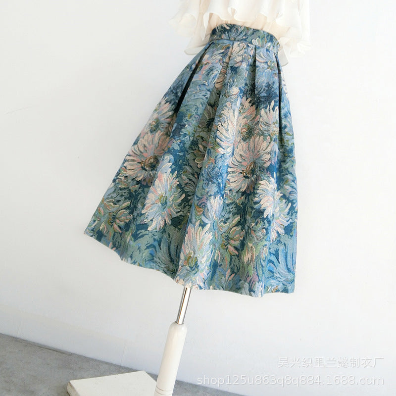 Retro Floral A-line skirt Skirt (Made-to-order)