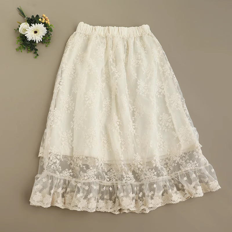 Fairycore Lace Embroidery Skirt