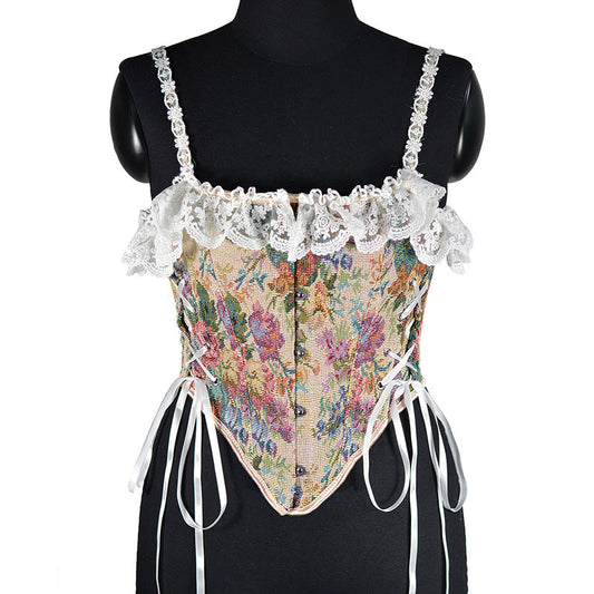 Retro Fairycore Tapestry Lace up Corset
