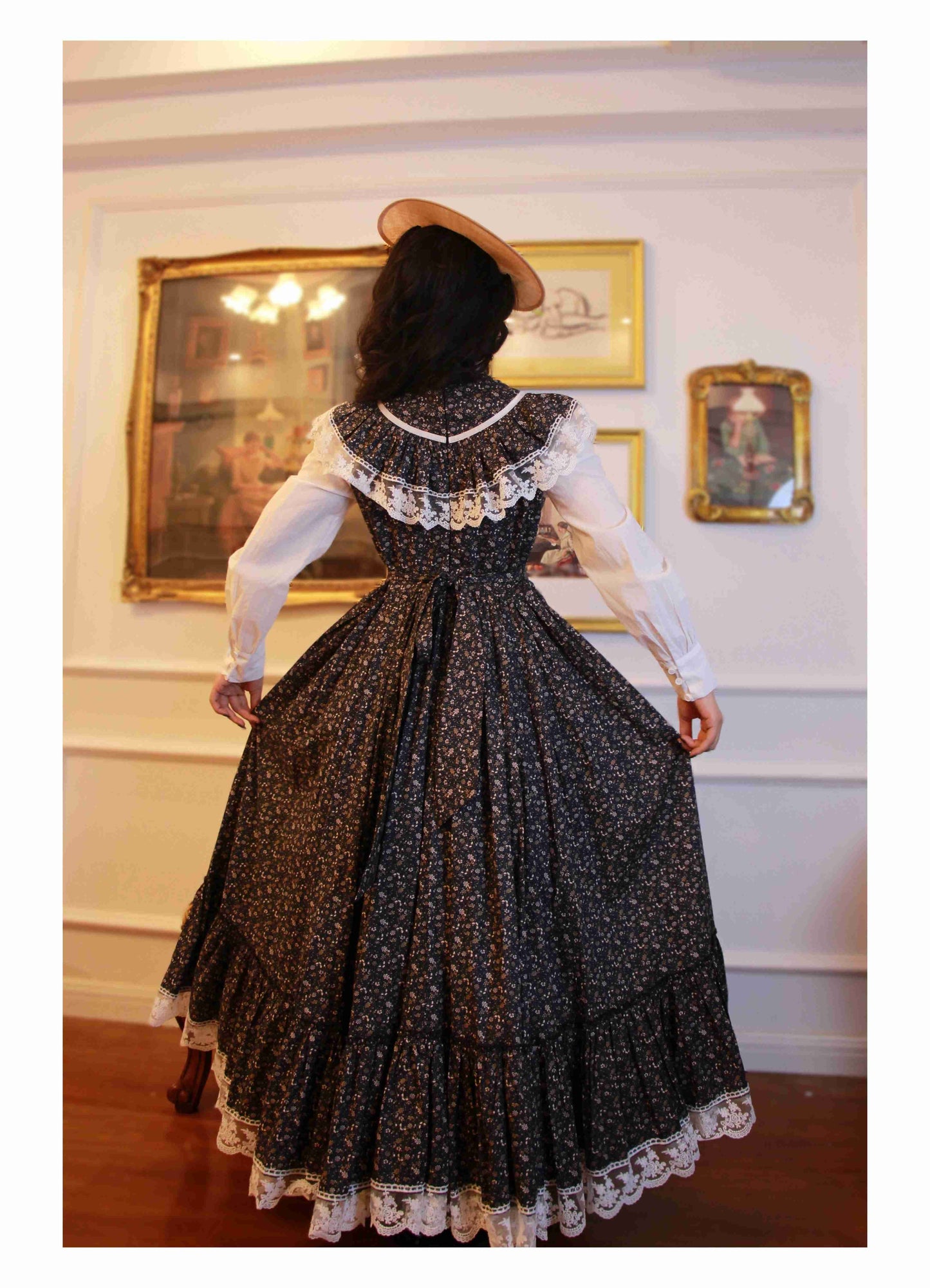 Gunne Sax Remake Floral 70s Prairie Swing Dress