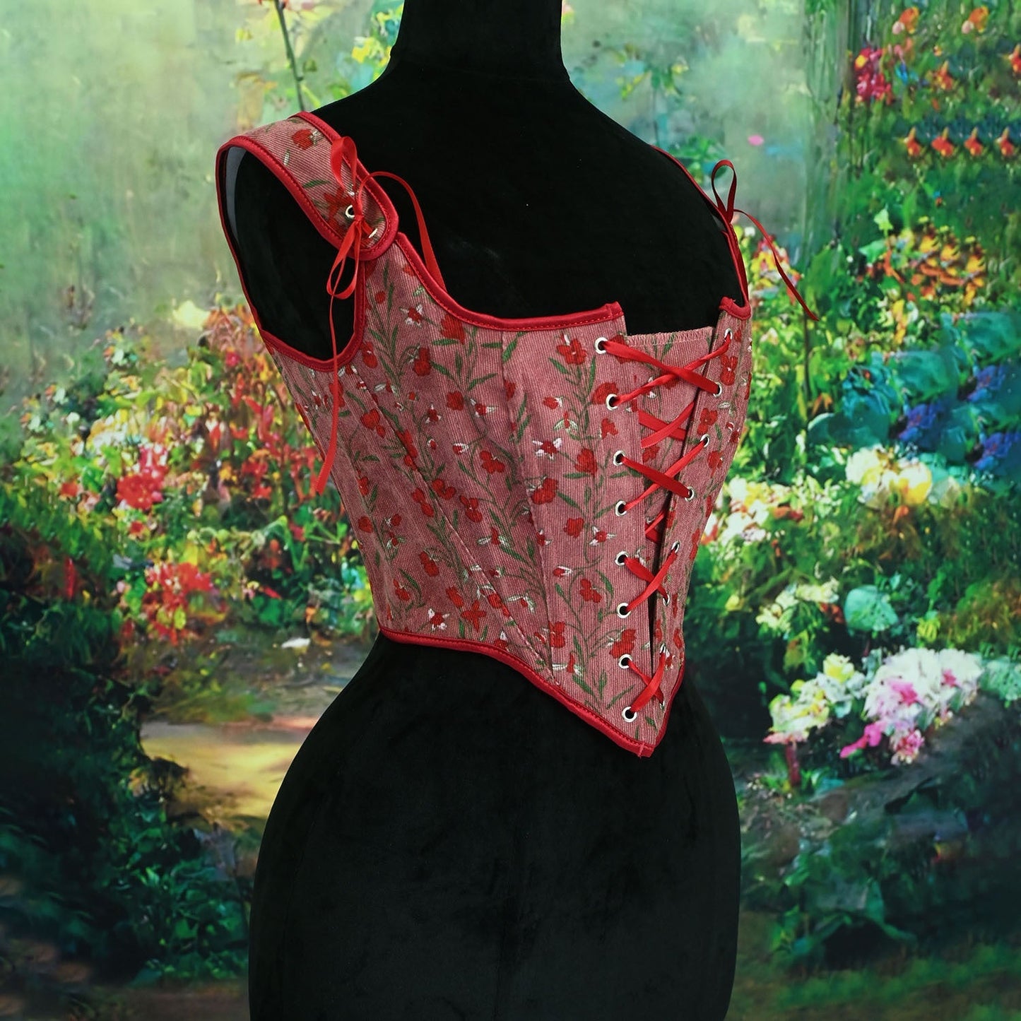 Retro Fairycore Floral Corset