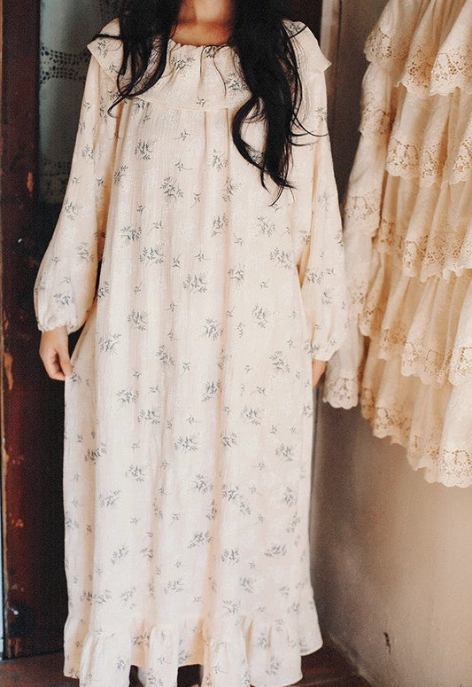 Cottagecore Cotton Floral Night Gown Dress