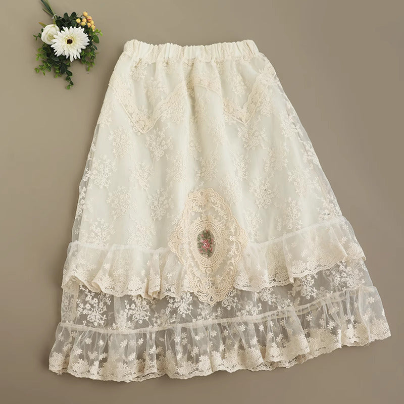 Fairycore Lace Embroidery Skirt