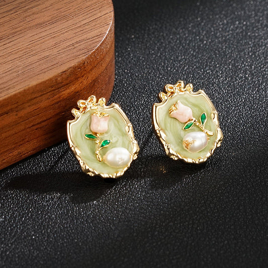 Retro Drop Glaze Ear Pins
