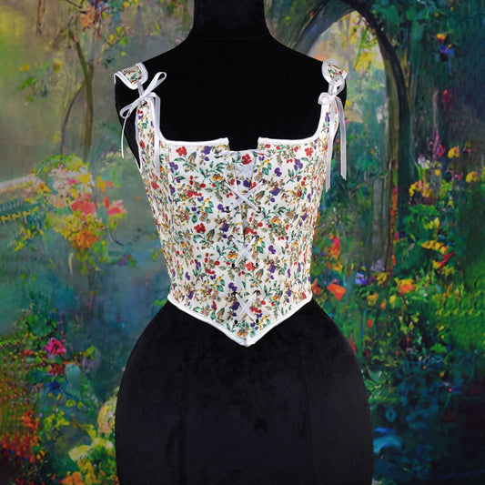 Vintage Remake Floral Lace up Corset