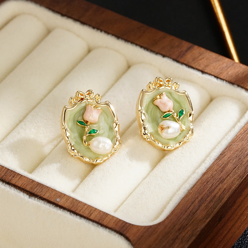 Retro Drop Glaze Ear Pins