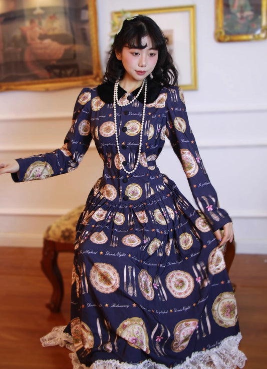 Vintage 1950s Contrast Colors Tea Dress
