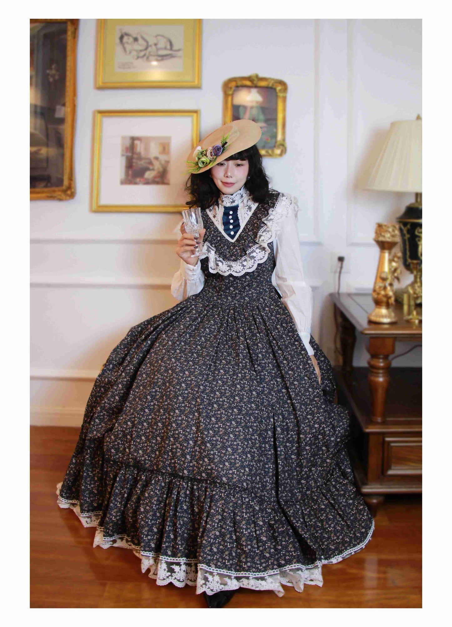 Gunne Sax Remake Floral 70s Prairie Swing Dress