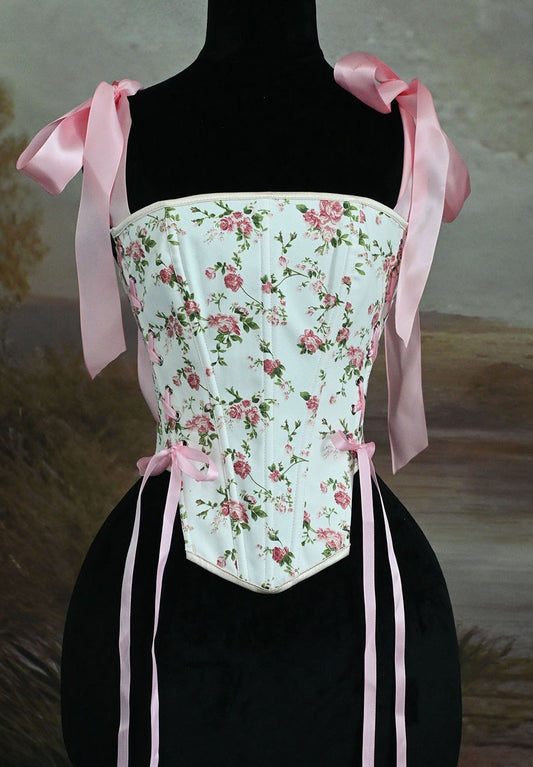 Retro Fairycore Floral Corset