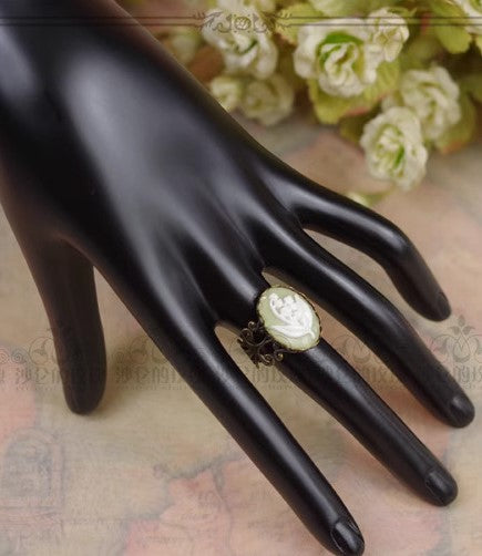 Handmade Vintage Cameo Necklace & Ring Set