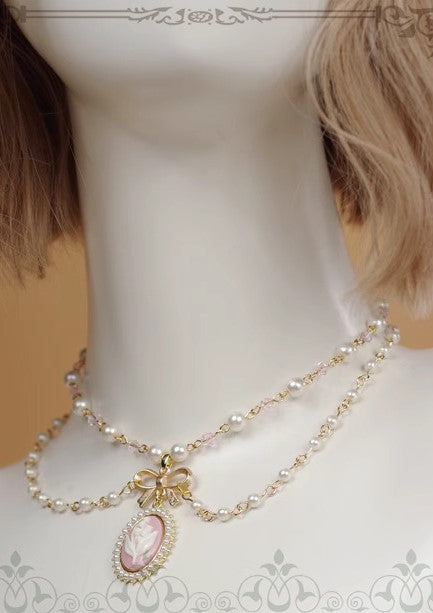 Handmade Vintage Cameo Ear Pins & Necklace