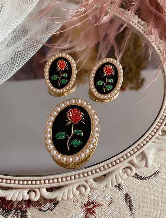 Retro Flower Ear Pins & Brooch