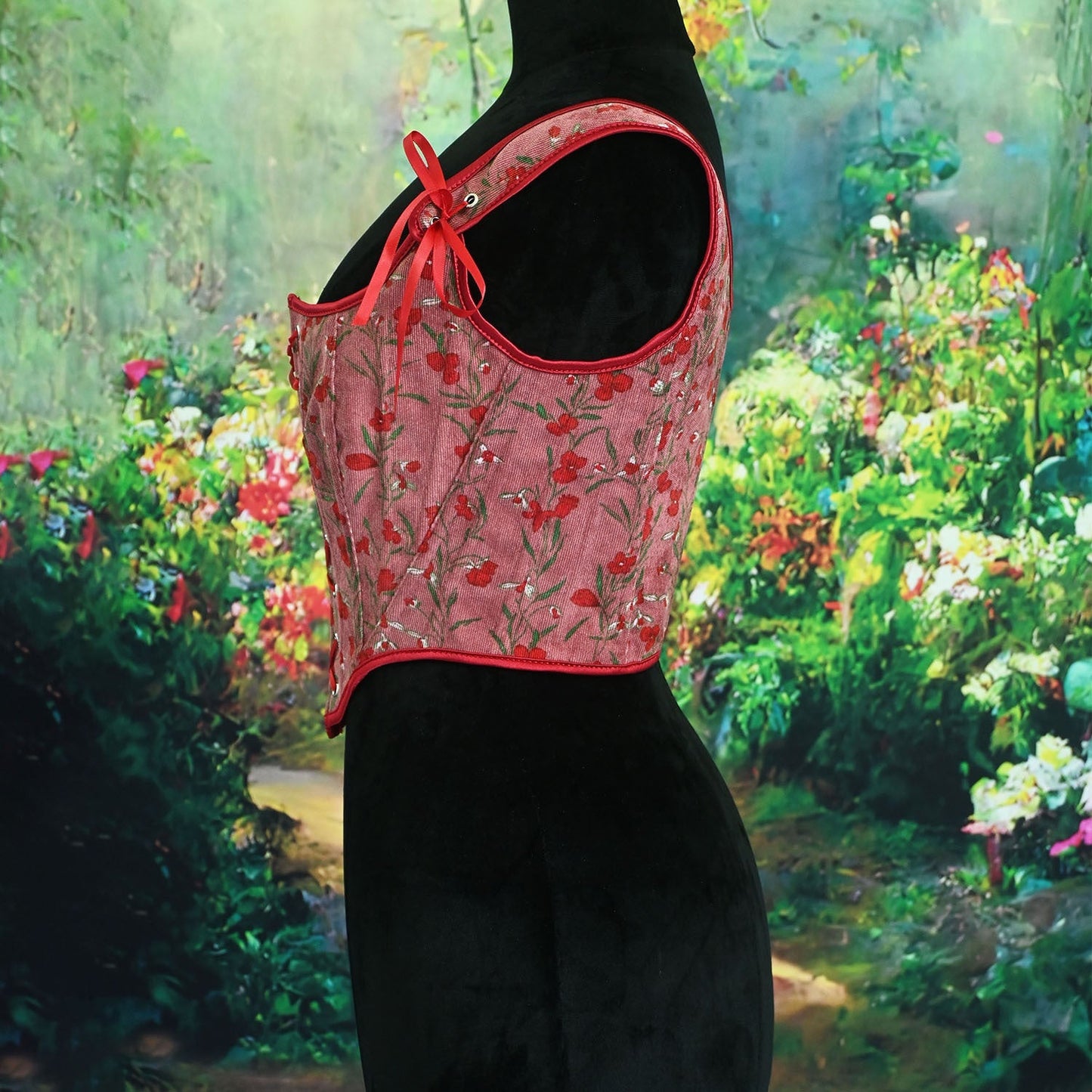 Retro Fairycore Floral Corset