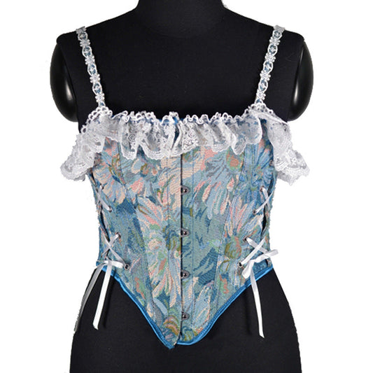 Retro Floral Lace Stitched Corset