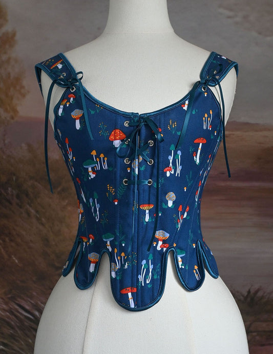Fairycore Mushroom Print Corset